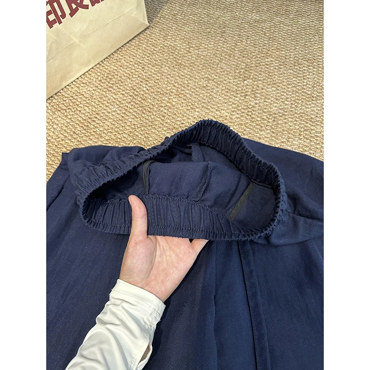 Luźne lniane spodnie damskie z wysokim stanem, idealne na lato 2025, nowe, przewiewne, przyjazne dla skóry, oddychające, długie do ziemi, codzienne.