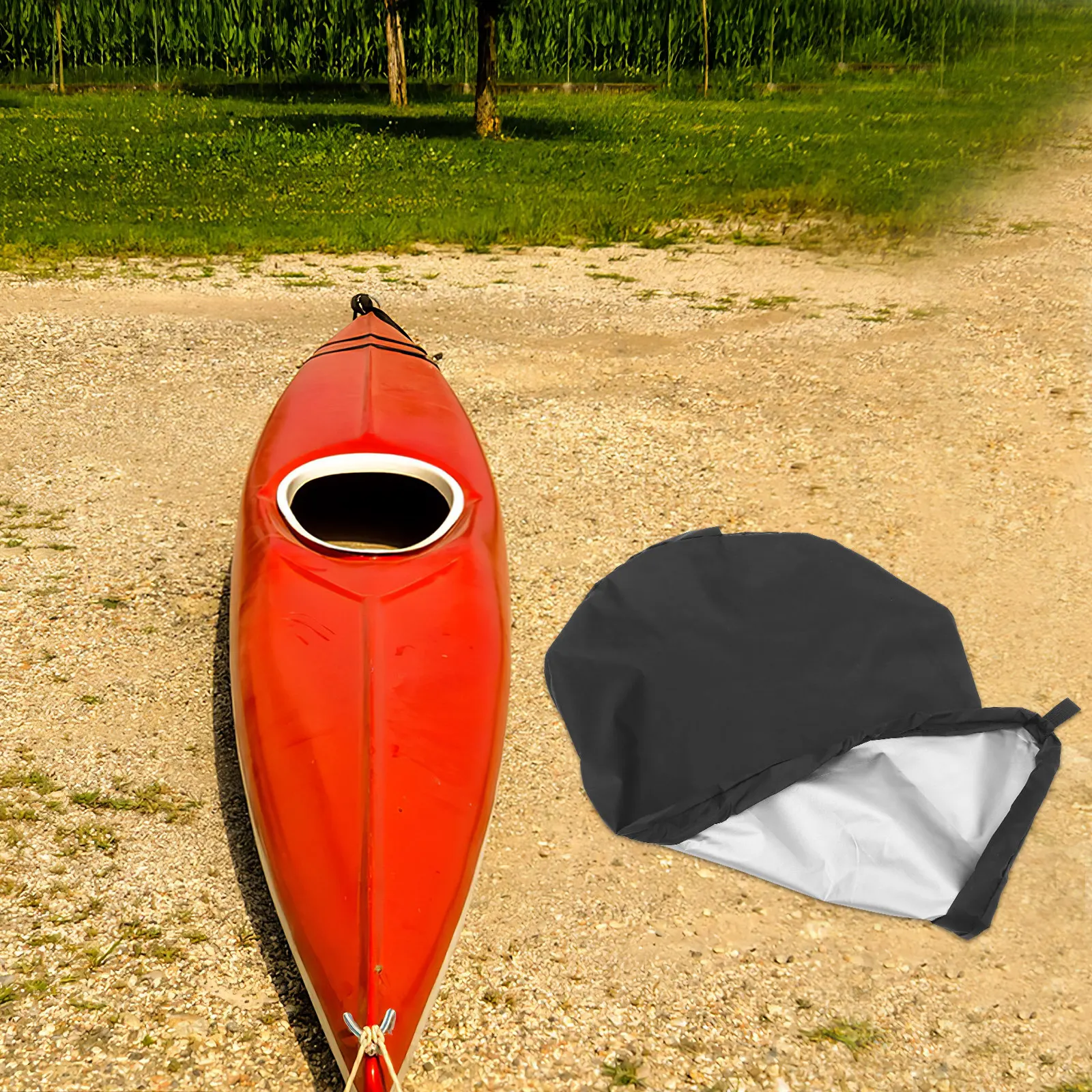 

M Size Black Kayak Cover Durable Waterproof Tear-Resistant Fabric Seat Protector Snow Rain Bugs Leaves Dirt Protection