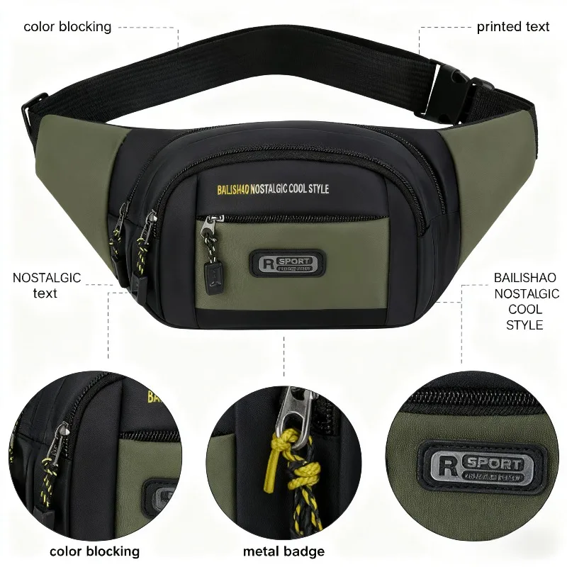 

Multi Compartment Fanny Pack with Adjustable Strap and Branded Details Practical Accessory for Outdoor Activities and Daily Use