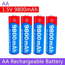 100% Original New  AA rechargeable 1.5V 9800mAh 1.5V New Rechargeable AA battery for led light toy Camera Microphone battery