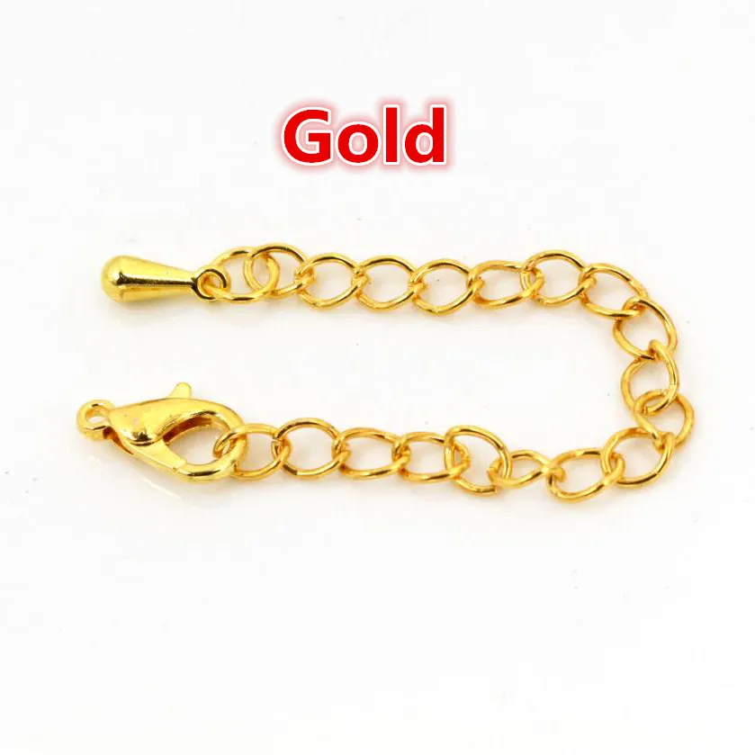 10pcs 50mm/70mm Length Longer 5x4mm Handmade Extension Chain with Lobster Clasp and Droplets For Bracelet Necklace Tail Chain