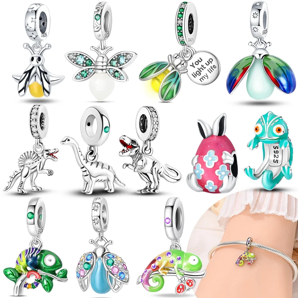 

Светящийся кулон в виде светлячка, динозавр, хамелеон, бусина, подходит для браслета, женский оригинальный браслет из серебра 925 пробы, подарок на день Святого Валентина, аксессуар, ювелирные изделия