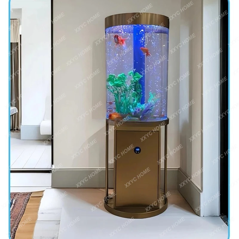 

Новый круглый аквариум для гостиной, ленивый аквариум для дома, небольшой акриловый аквариум, экологический напольный аквариум.