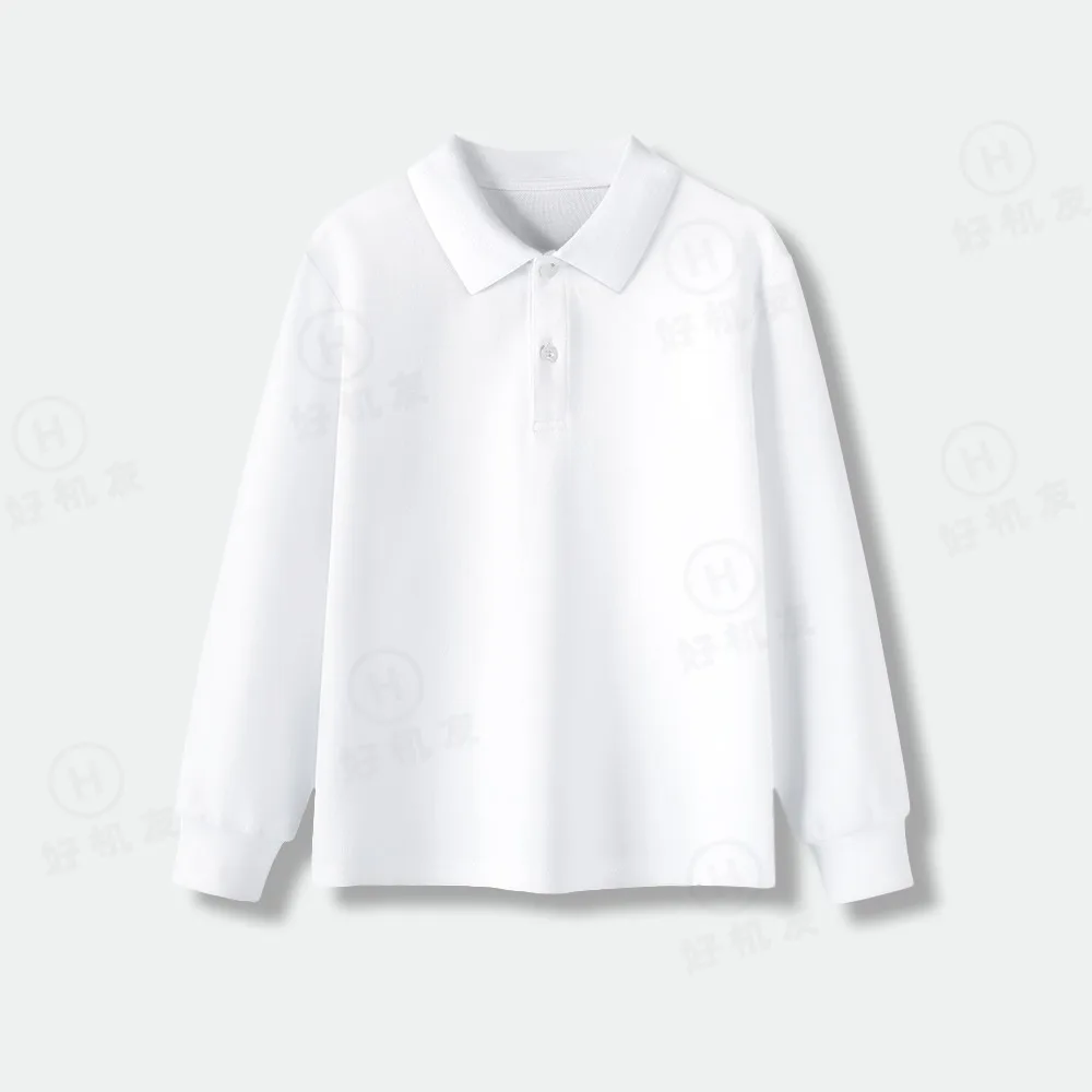 Boys Girls Solid Color 100% Cotton long-sleeved Polo T-shirt Autumn Children's Loose Tops High Quality Kids Sports Tees 100-170