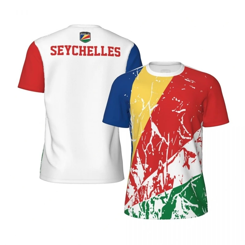 Seychelles Flag Football T Shirts For Men Fashion Summer National Emblem 3D Printed Jersey Casual Quick Dry Breathable Tees Tops