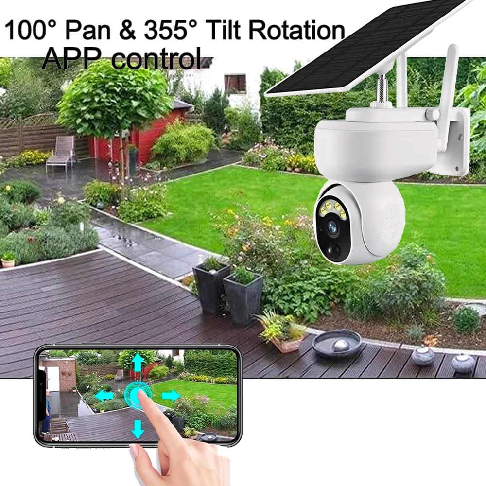 Difang Outdoor 4G Solar Security Camera, 4MP Motion Detection, Two Way Audio, Wide Angle CCTV  Solar Power WiFi Security Camera