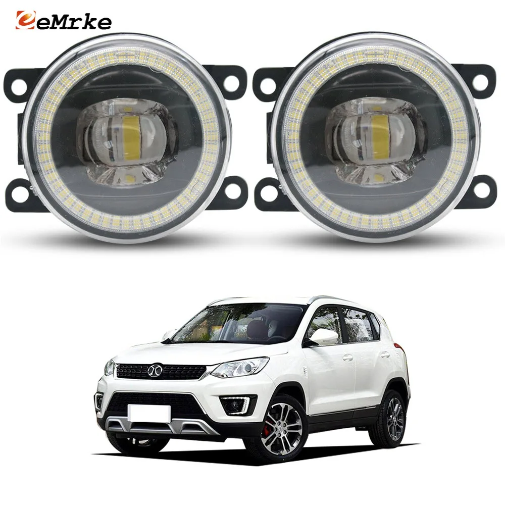 

Пара светодиодных противотуманных фар с линзами для Baic Senova X25 X35 X55 D70 Q25 BJEV EX360, с функцией «ангельские глазки» и ДХО, заводской тип