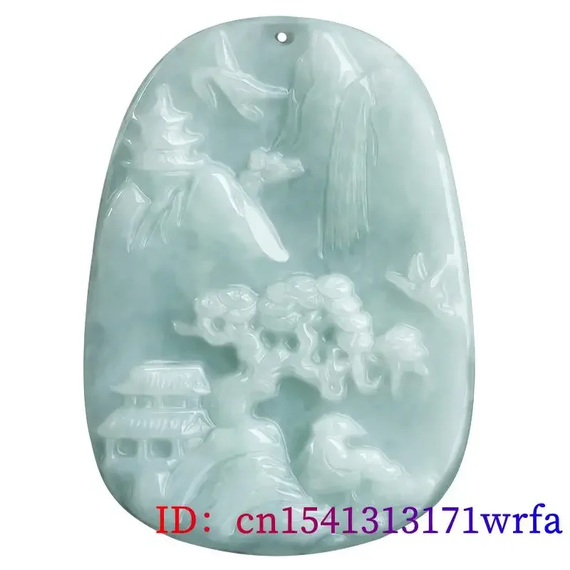 Imagem -04 - Burmese Jade Paisagem Pingente Amuleto Gemstone Designer Pedras Preciosas Jadeite Jóias Esmeralda Natural Colar Acessórios Verde