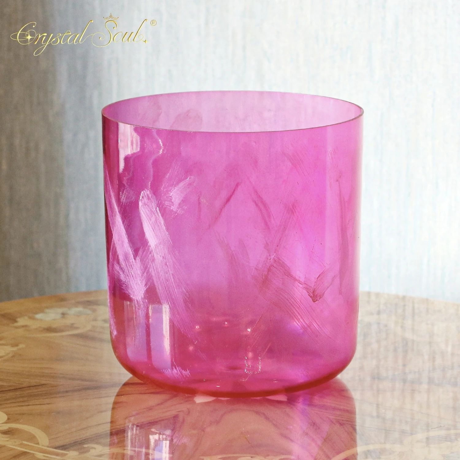 

Crystal Soul Exclusive Design Romantic Aegean Sea Pink Pearl Alchemy Crystal Bowl Singing for Yoga