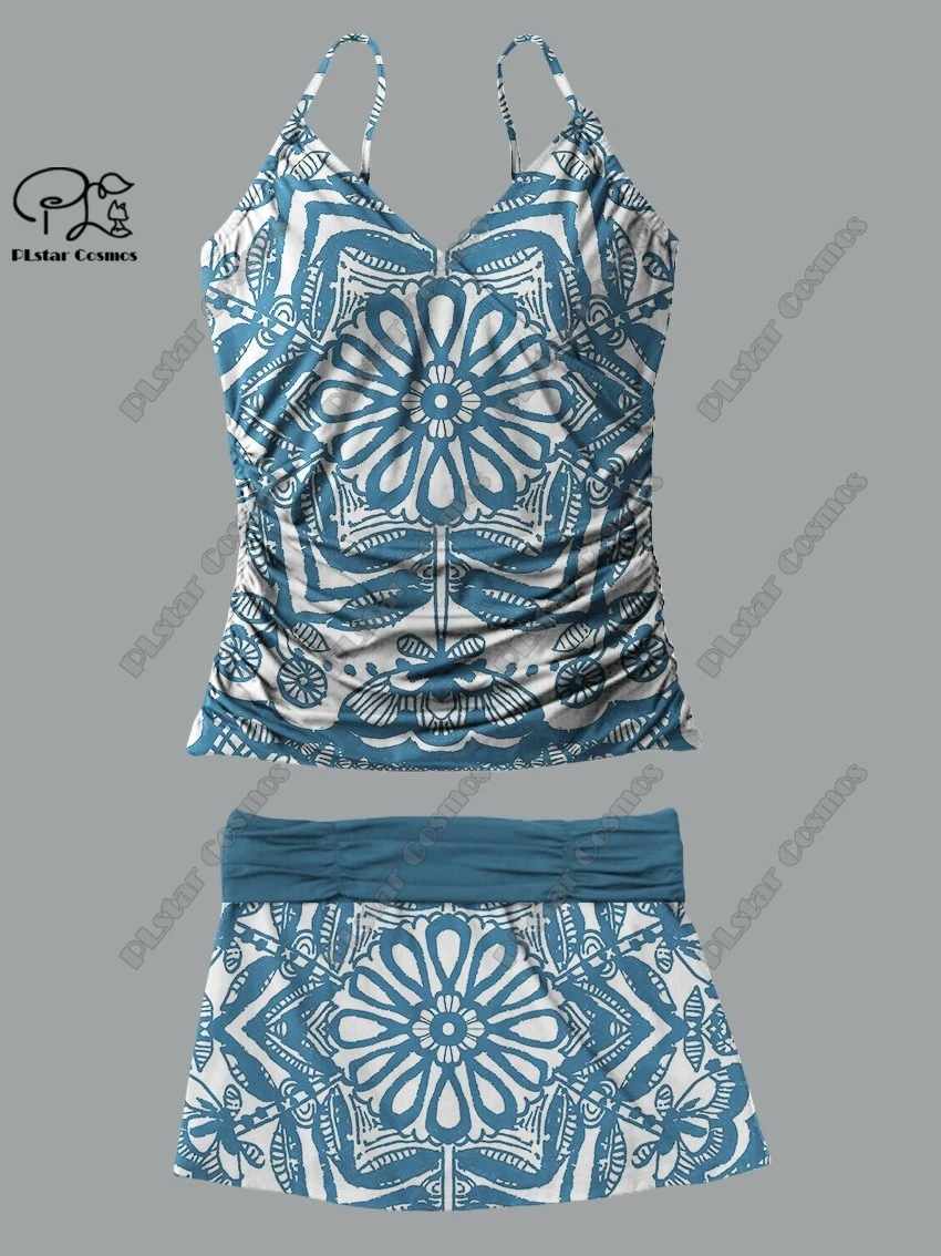 Women's V-neck summer small fresh floral animal print suspender skirt style two-piece swimsuit suit holiday new swimsuit Q-38