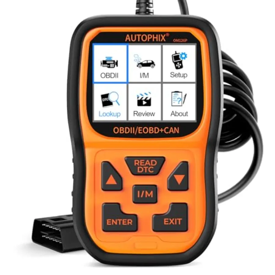 الماسح الضوئي OM126P+ Obd2 لتشخيص السيارات، قراءة وواضحة رموز خطأ المحرك، مراقبة البيانات الحية، تحضير اختبار الضباب الدخاني Com