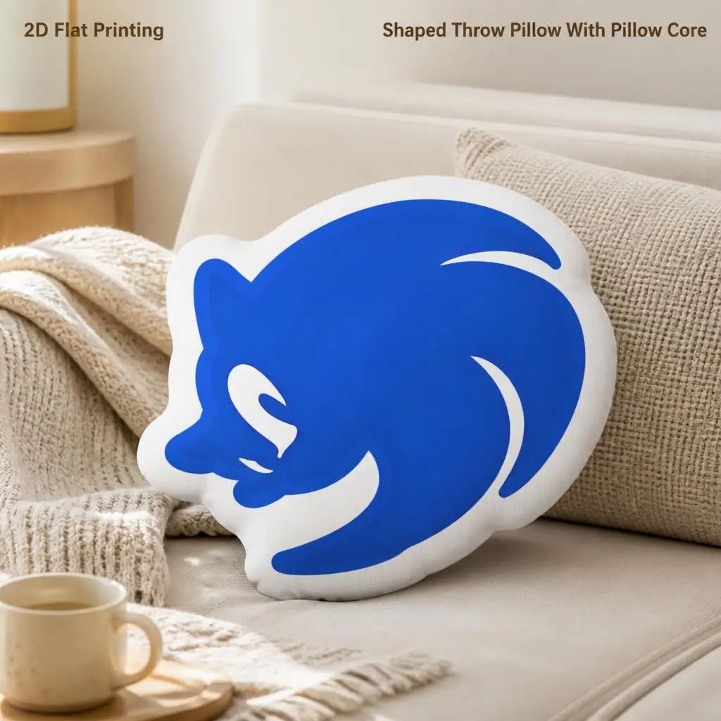 Sonic the Hedgehog Shaped Pillow Blue Video Game Character Cushion Stuffed Throw Pillow Gamer Room Sofa Home Decor Fan Gift 3