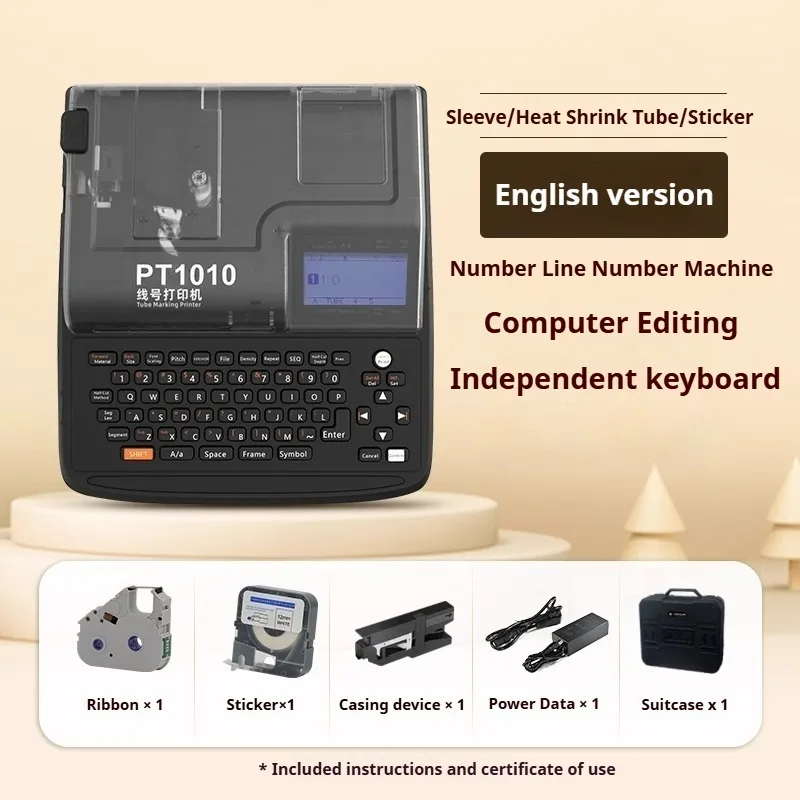 Portable Thermal Transfer Label Printer PT1010 Automatic Number Machine for Heat Shrink Wire Tube Business Industrial Use Print