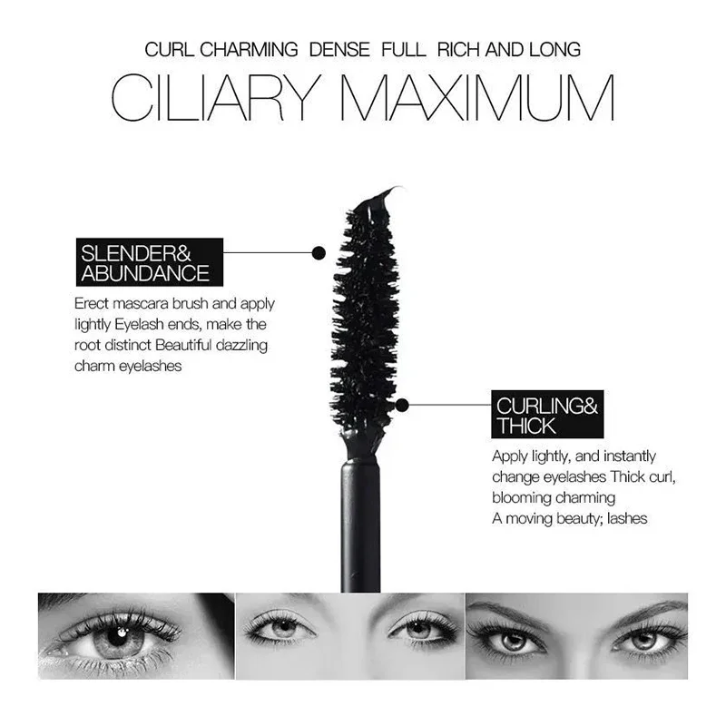 Black Curled Lashes Mascara Lengthens Eyelashes Extra Volume Long Lasting Waterproof Natural Quick Drying Lashes Female Makeup