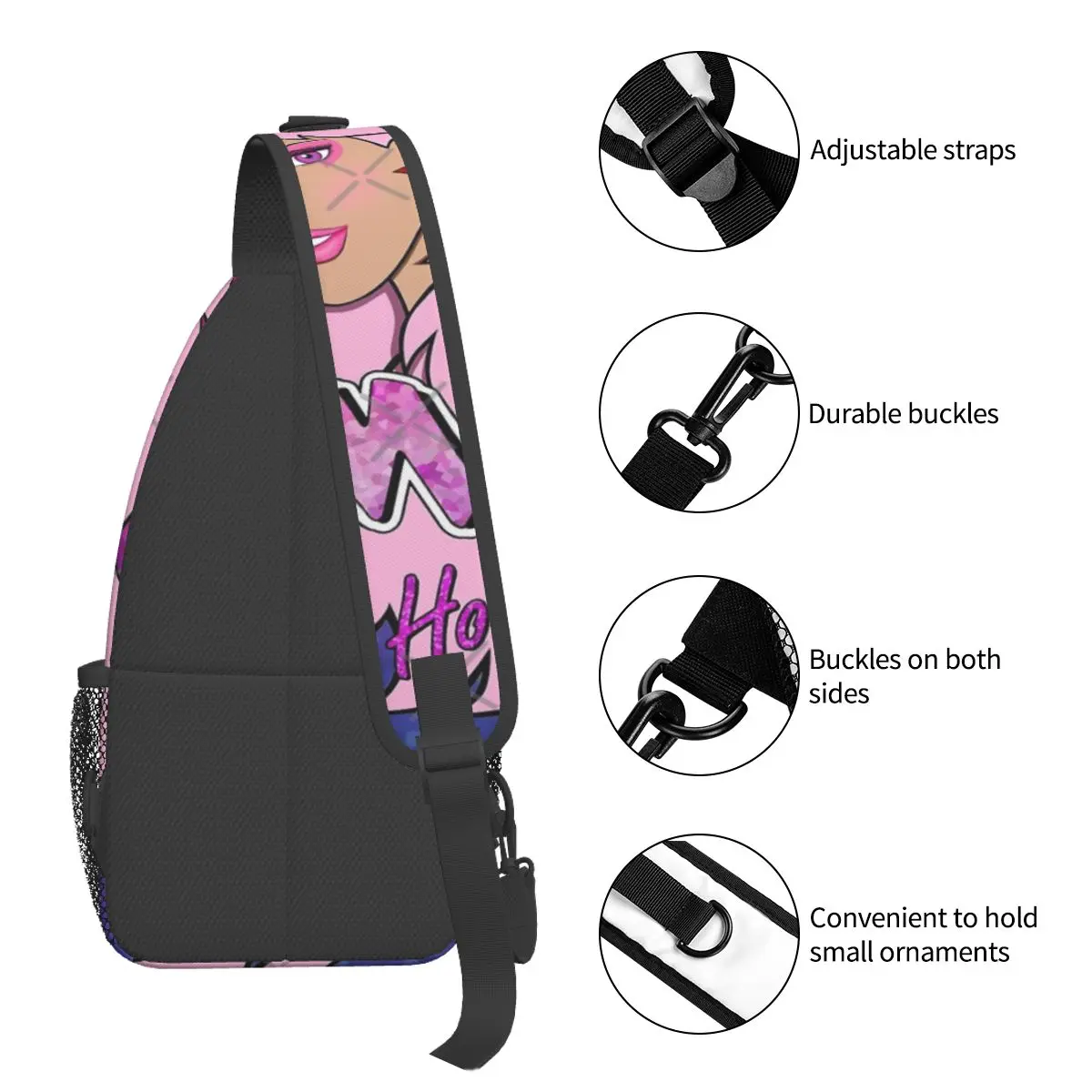 Jem und die Hologramme Brusttasche Urlaub Polyester Stoff Schule Kreuz Brusttasche Multi-Style