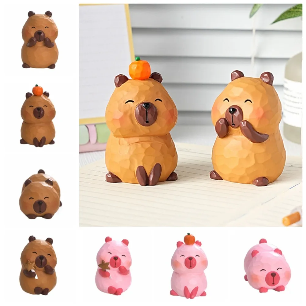 Handwerk Schnitzerei Capybara Ornament Puppe Figur Capybara Tiere Ornament Kleine süße Simulation Capybara Modell Schreibtisch Dekor