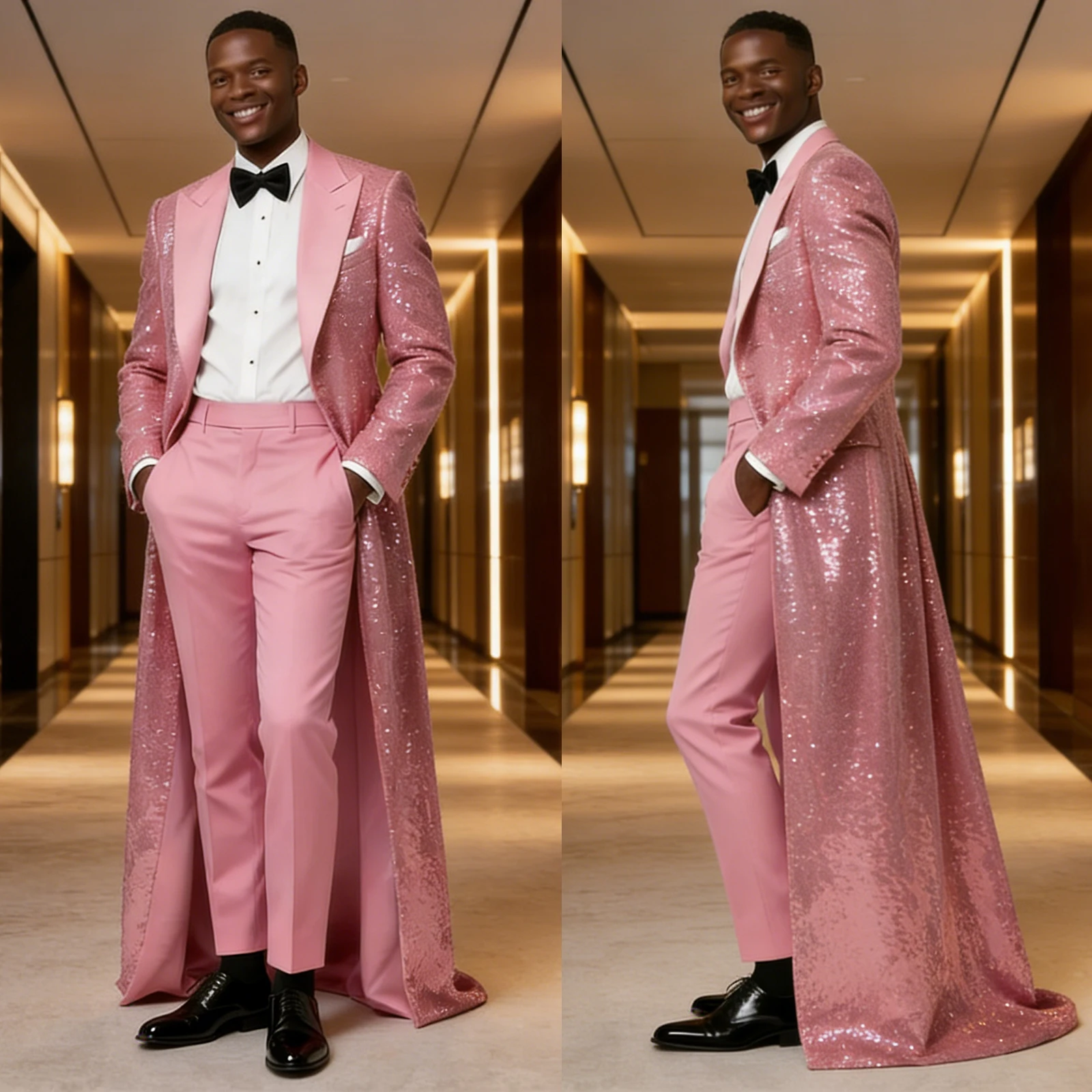 Costumes de smoking longs à paillettes pour hommes, 2 pièces, grande taille, costumes de marié de mariage, revers, personnalisé, Costume de fête d'anniversaire pour bal de promo