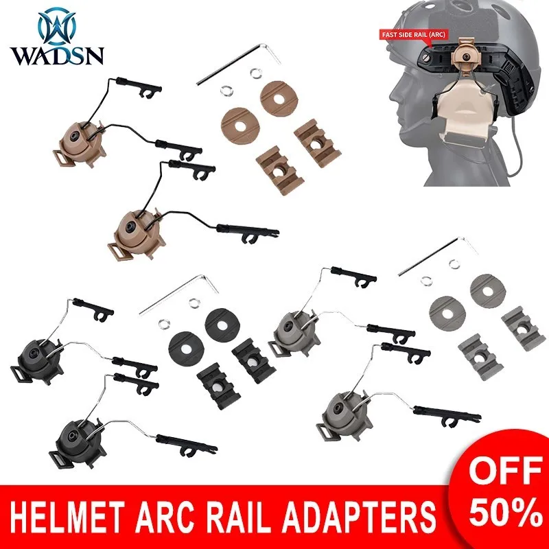 Wadsn Fast Helmet ARC Rail Mount for Comtact Tactical Headset Holder Outdoor Hunting Gaming Shooting Earphone Bracket Adapter 