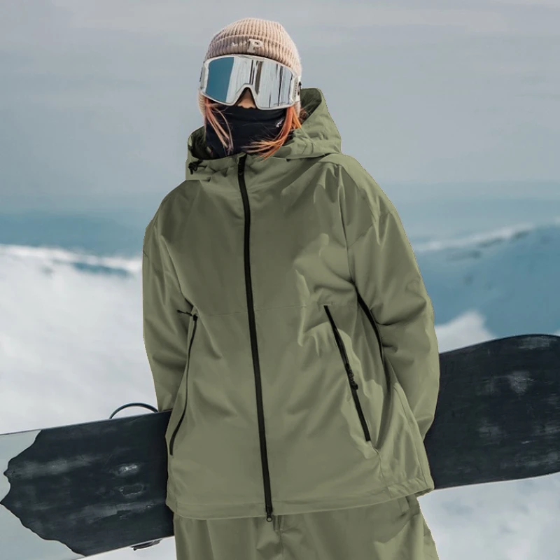 

2025 Winter Men New Skiing Jackets Windproof Waterproof Hooded Baggy Tops Outdoor Sports Breathable Women Adult Snow Solid Coats