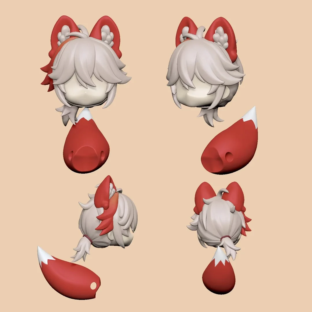 

Anime Genshin Impact Kaedehara Kazuha Handmade OB11 OB22 1/12 BJD Hair Wig Detachable Ear Tail Game Cosplay Cute Props