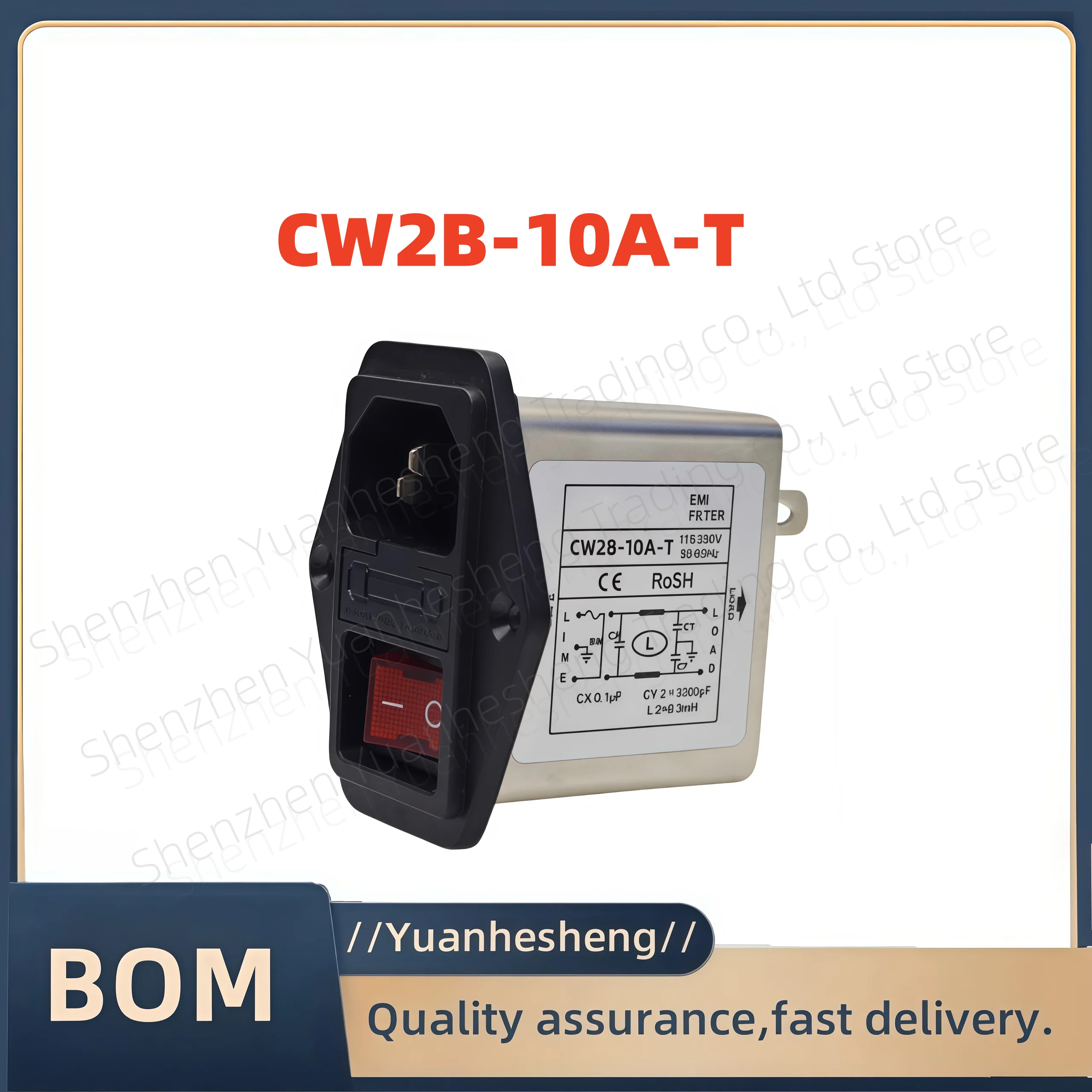 Original and brand new  Filter CW2B-3/6/10A-T Socket type purge with dual safety switch with lamp EMI interference