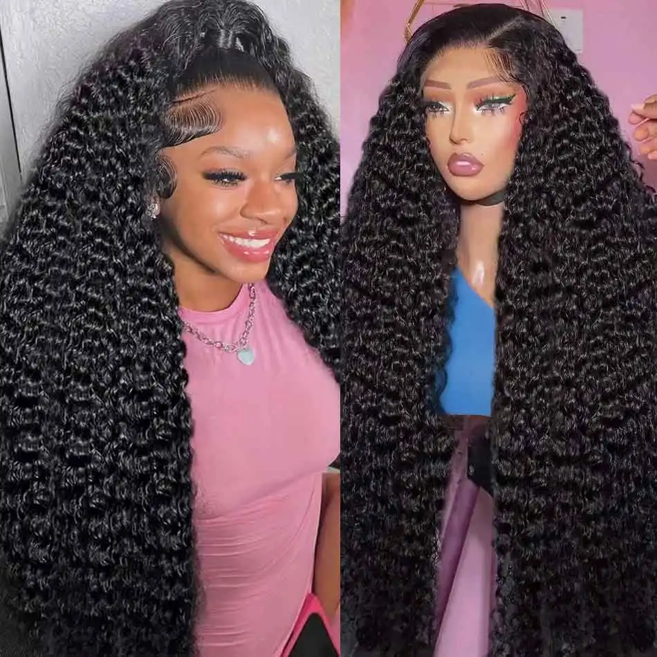 

30 40 Inch 180 Density Deep Wave 13x6 HD Transprent Lace Frontal Wigs Human Hair Curly Brazilian 5X5 Lace Front Wig For Women