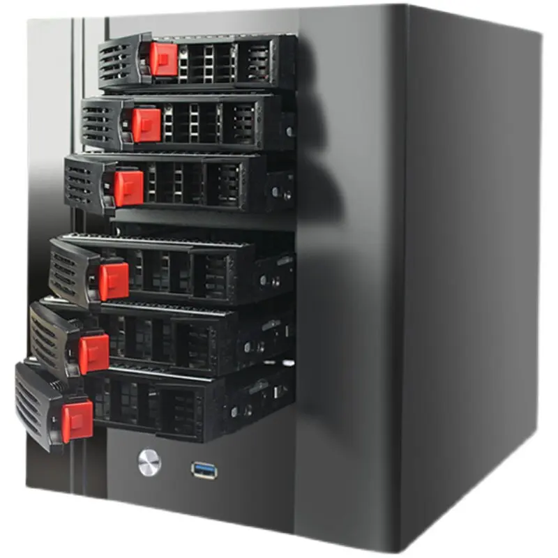 6‑Bay Hot‑swap NAS Chassis, ITX Compatible, USB3.0 Interface, Home Network Storage Server Case
