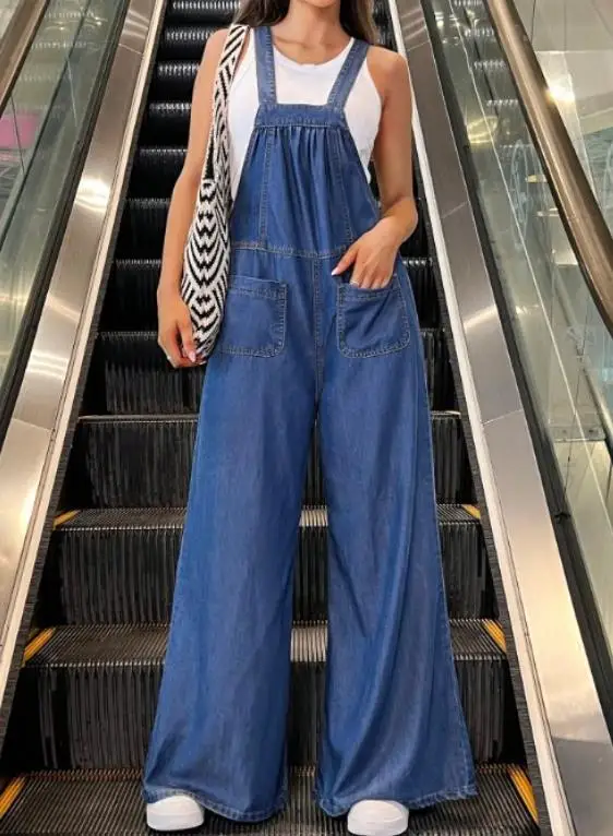 

Women's Jumpsuit Spring and Summer 2026 New Loose and Age Reducing Overalls Casual Wide Leg Jumpsuit Straight Leg Jeans