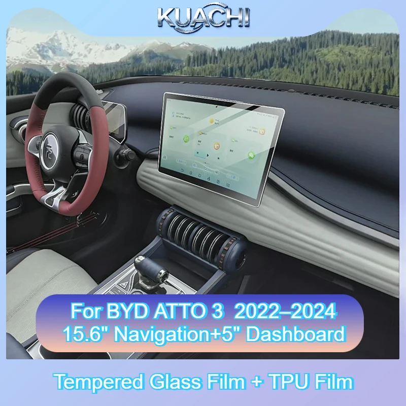 

For BYD ATTO 3 Premium/Superior 2022–2024 Tempered Glass Film TPU Film car accessories protector Central control Anti-Scratch