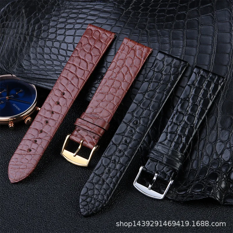 Crocodile Leather Strap Ultra Thin 12 13 14 16 18 20 22mm  Men and women Genuine Leather Bracelet for Longines IWC OMEGA Band