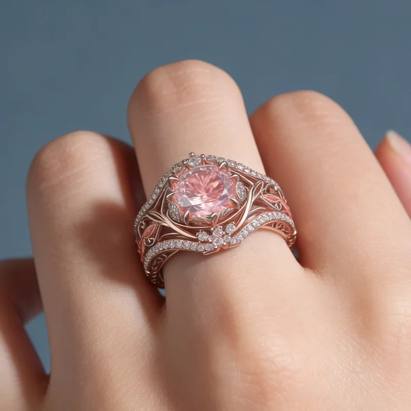 Luxury inlaid zircon flower ring Valentine's Day gift wedding banquet high-end jewelry