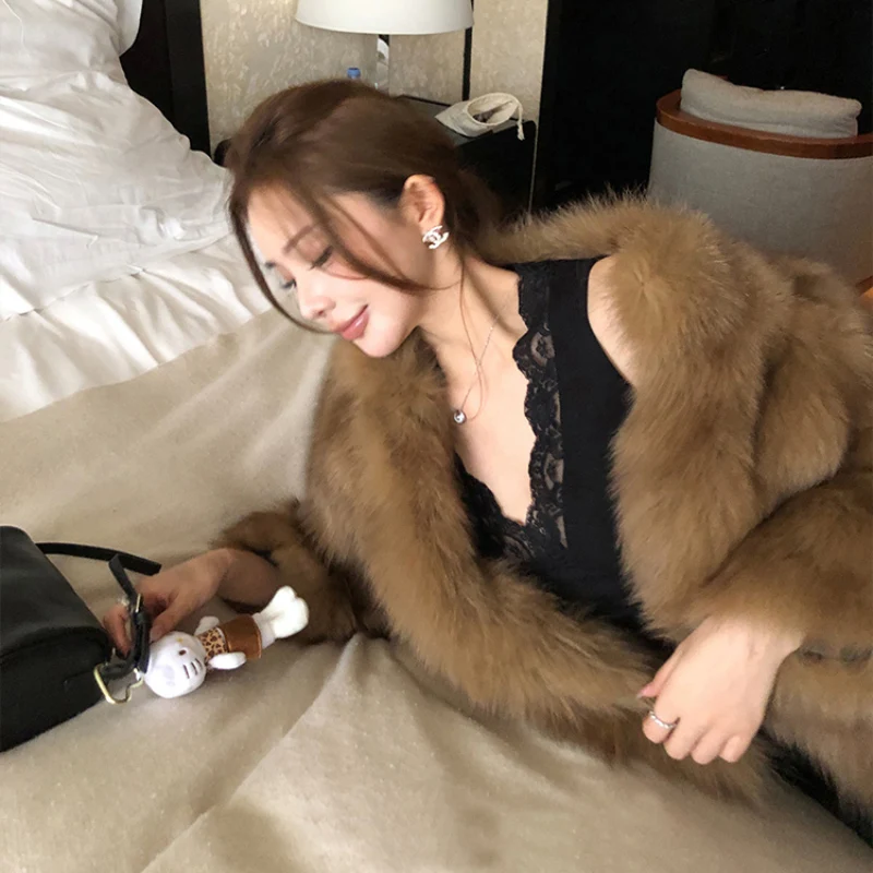 エレスタンドカラーファーコート レディース 高級感 環境保護 模造毛皮 ロングスリーブ