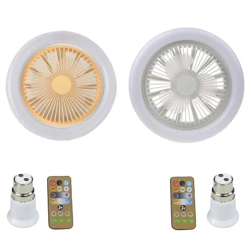 

2-in-1 Fan Lamp E27 LED Light with B22 to E27 Converter 30W 3-color Light Ceiling Fan 3-Gear Adjust for Home Bedroom Dropship