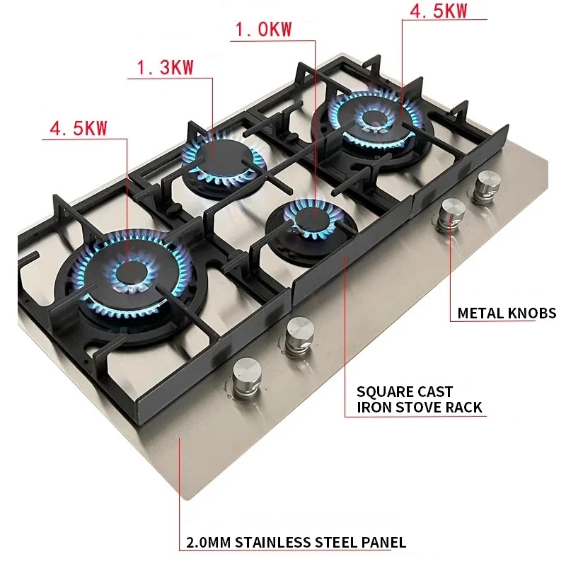 Four-burner gas/coal stove Built-in household natural gas stove European stainless steel gas stove