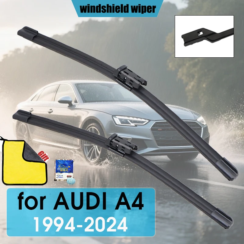 

For AUDI S4 RS4 Avant A4 B5 B6 B7 B8 B9 1994-2024 Car Wiper Blade Front Wipers Fit U Hook&Top Lock Arm Front Windscreen KAWOO