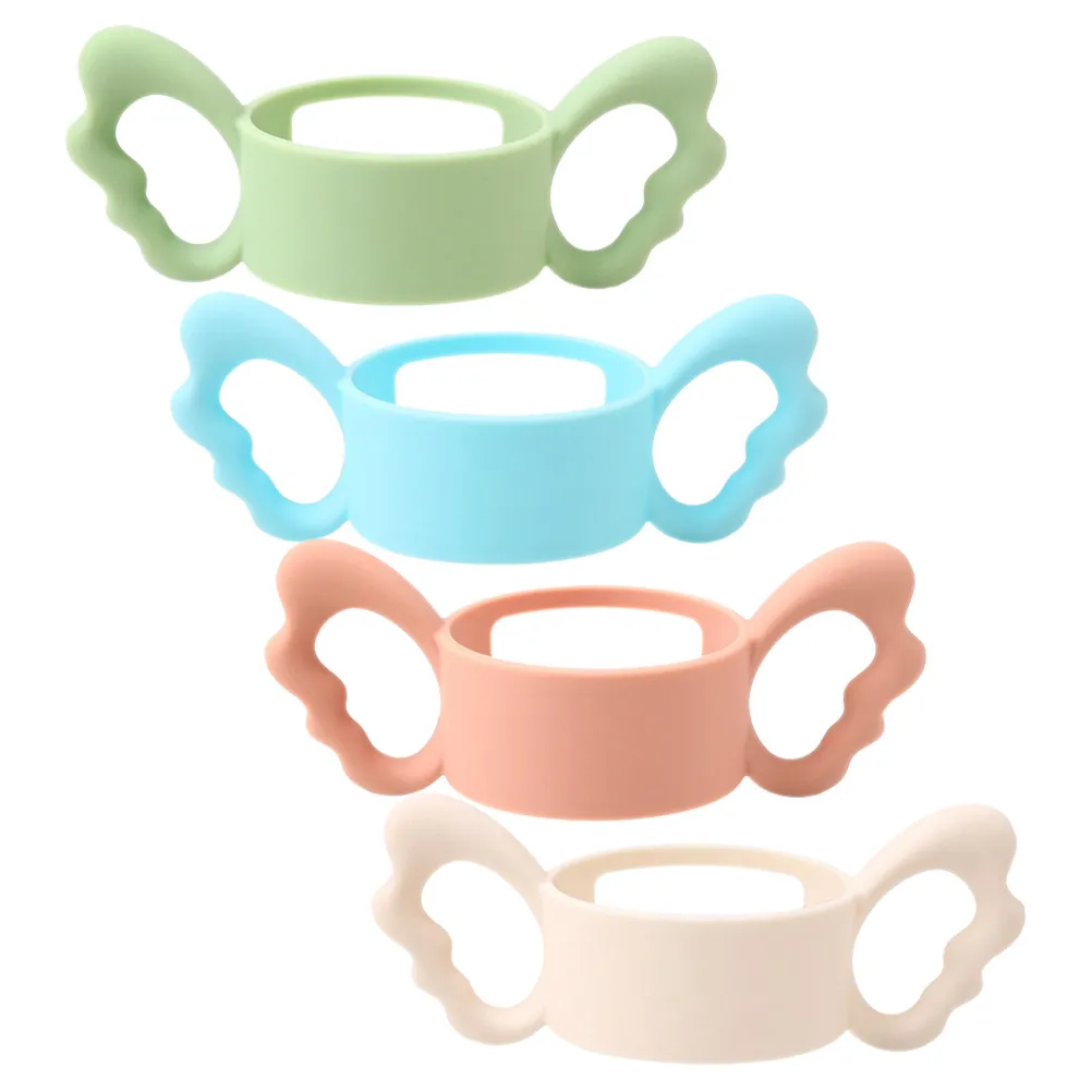 

4 шт. силиконовые эргономичные ручки для детских бутылочек с двойным захватом, нескользящие, для кормления малышей, аксессуары для детских бутылочек