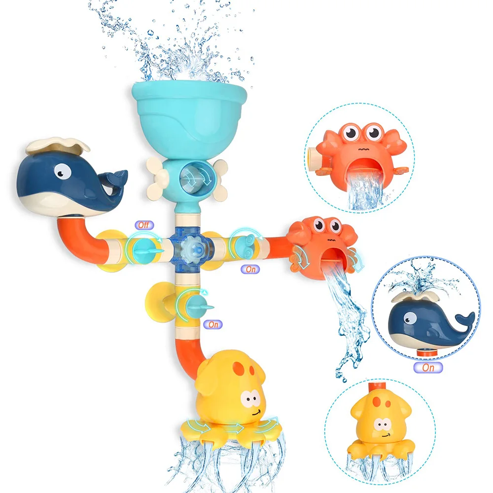 Baby Bath Toys Bathtub DIY Pipes Tubes Bath Time Water Game Spray Swimming Bathroom Toys for Toddlers Kids Gifts Birthday Gift