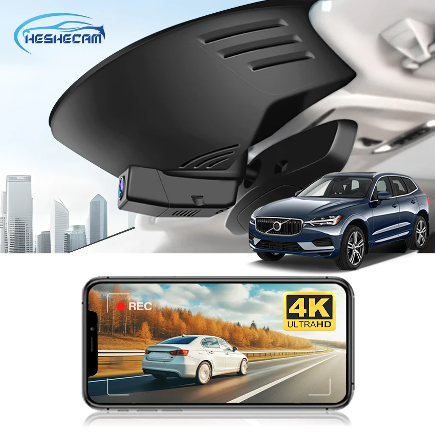 HESHECAM 4K Dash Cam for Volvo & Polestar 2, XC60 XC90 XC40 C40 S90 V90 S60 V60 XC70 EC40, Car Camera DVR WiFi Video Recorder