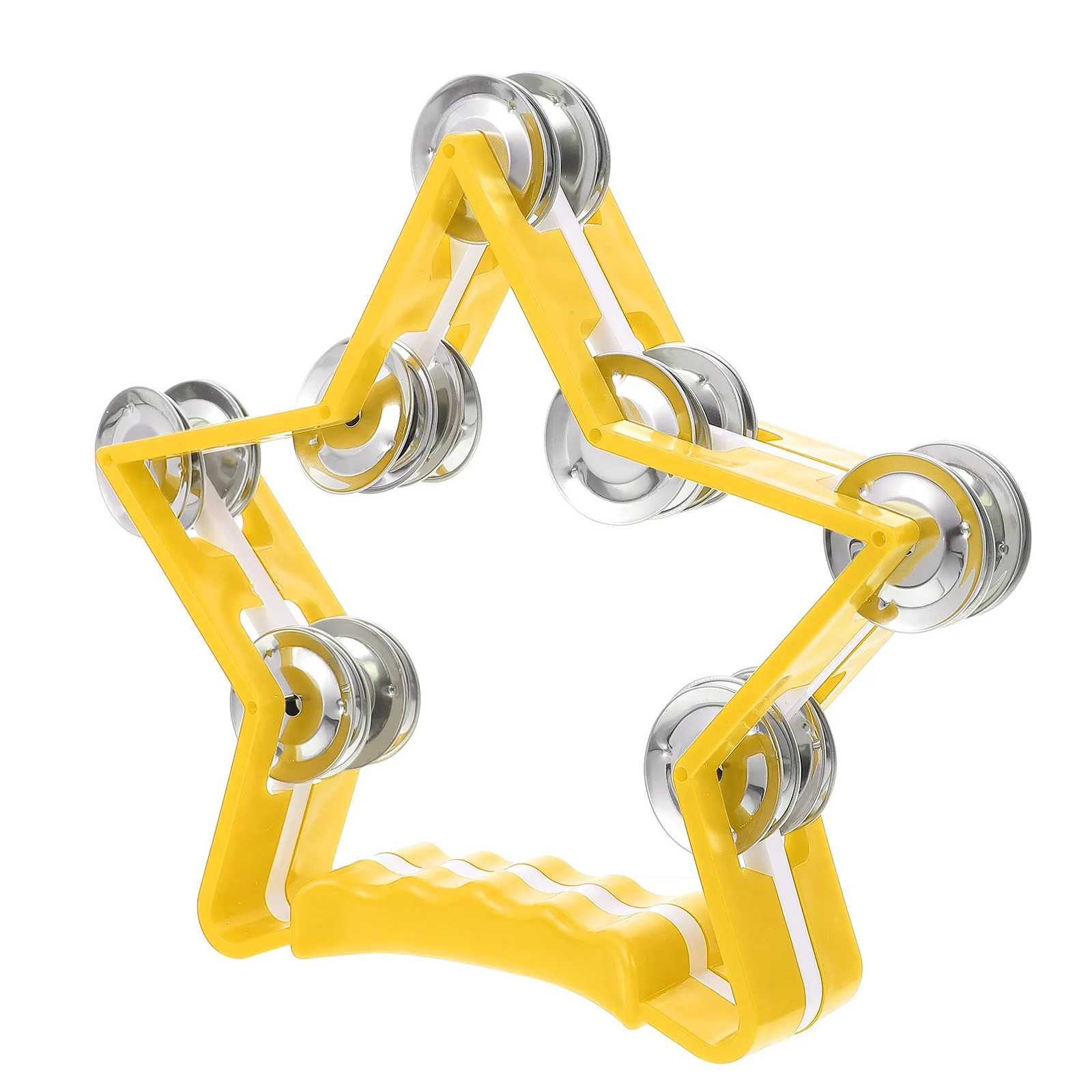 Toys Pentagram Hand Bell Handheld Musical Enlightenment Handle Jingle Rhythm Tambourine Yellow Children