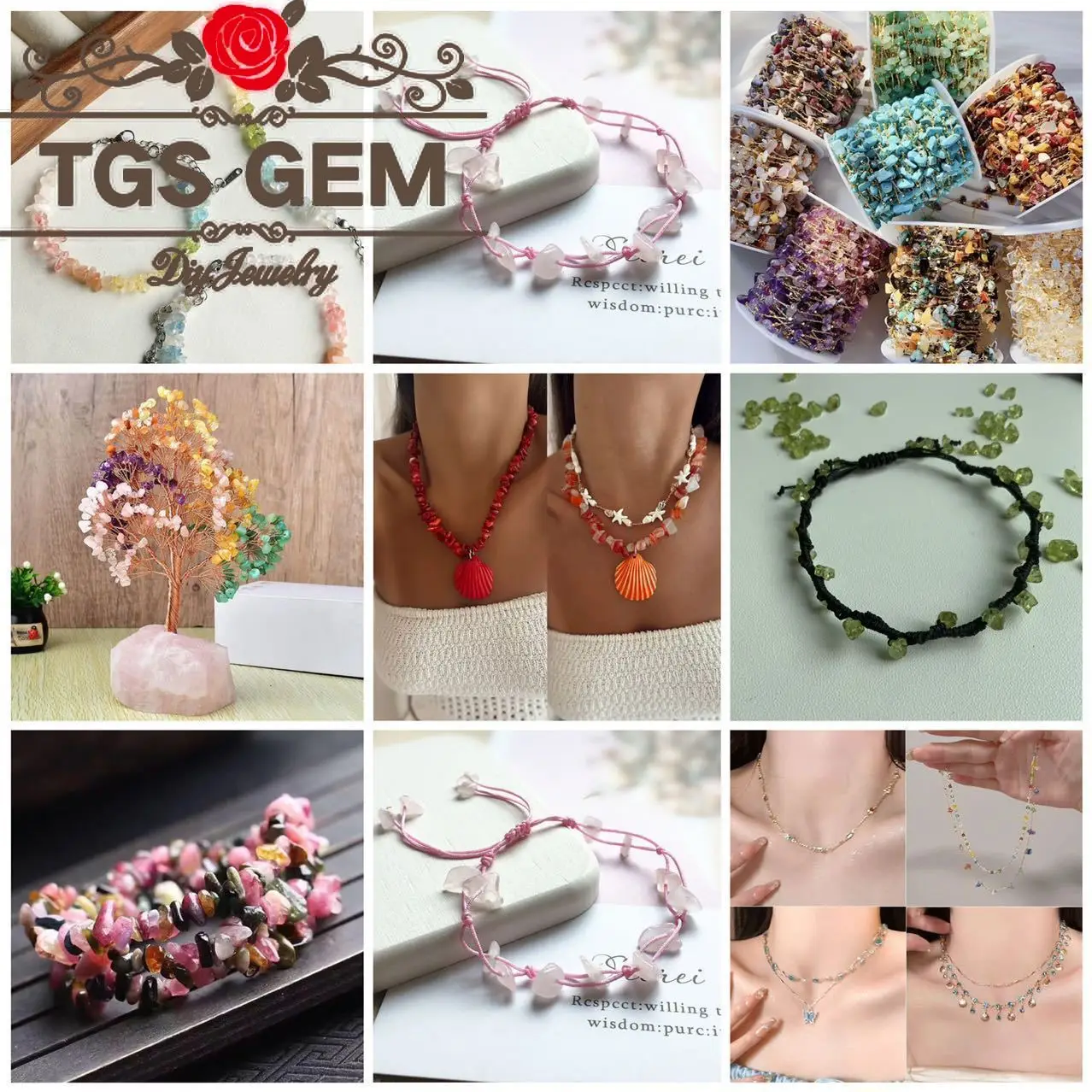 الشركة المصنعة الحجر الطبيعي AAA حجر الكريستال الأبيض الخرز غير النظامية العصرية DIY شجرة الطاقة سوار Accessories15 in