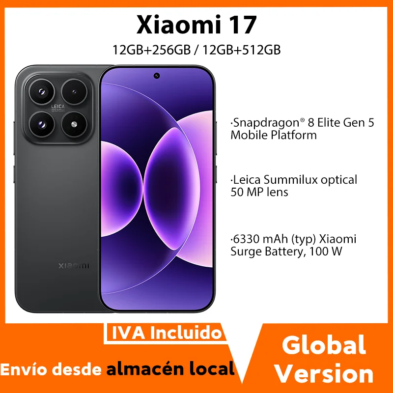 Version Globale Xiaomi 17 Snapdragon 8 Elite Gen 5 Smartphone �cran OLED 6,3 pouces Appareil Photo Leica 50MP Batterie 6330mAh 100W T�l�phone Portable