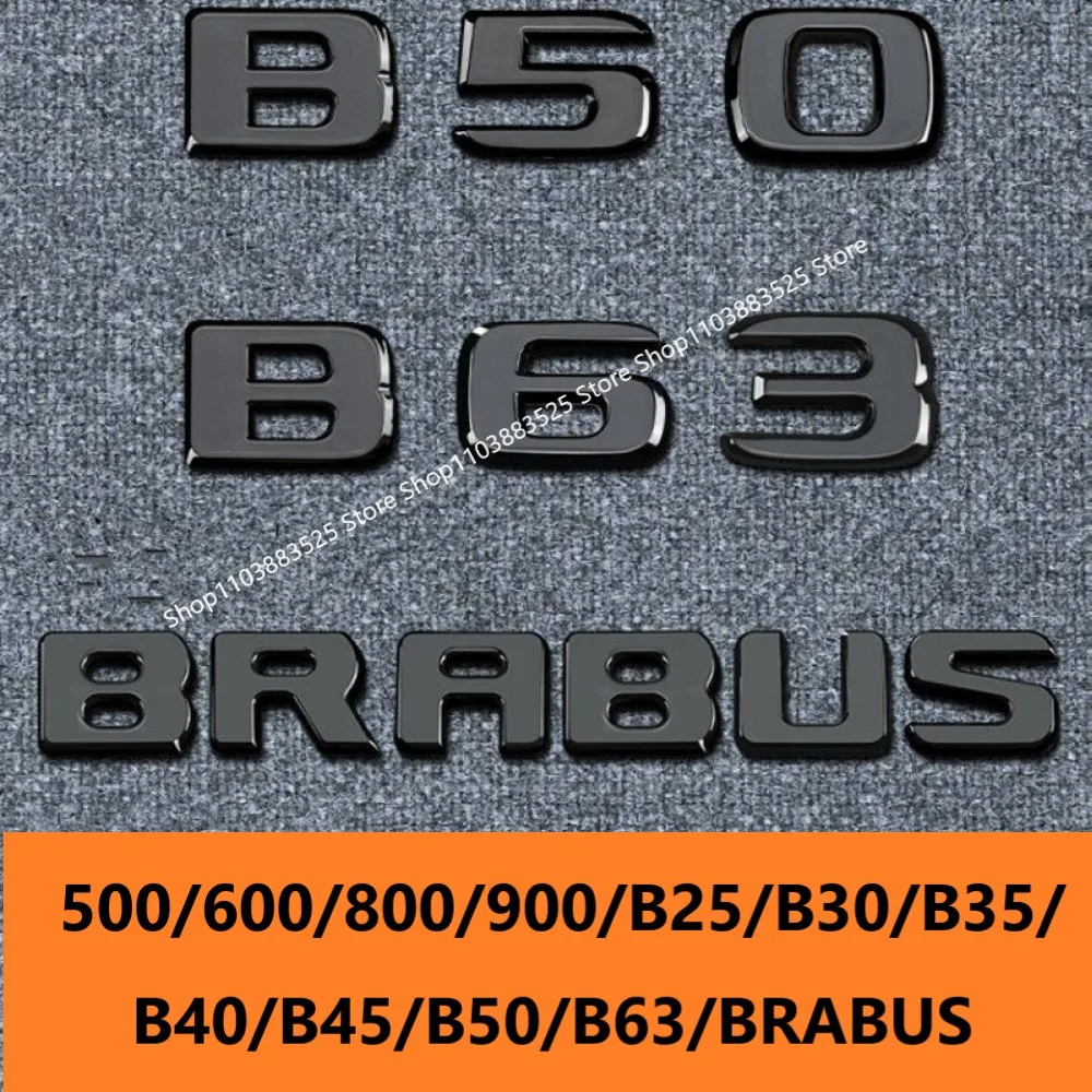 Insignia adhesiva negra con emblema del maletero para Brabus smart 500 800 900 B25 B30 B35 B40 B45 B50 B63 GLC GLE w176 w177 GLK w204 w205