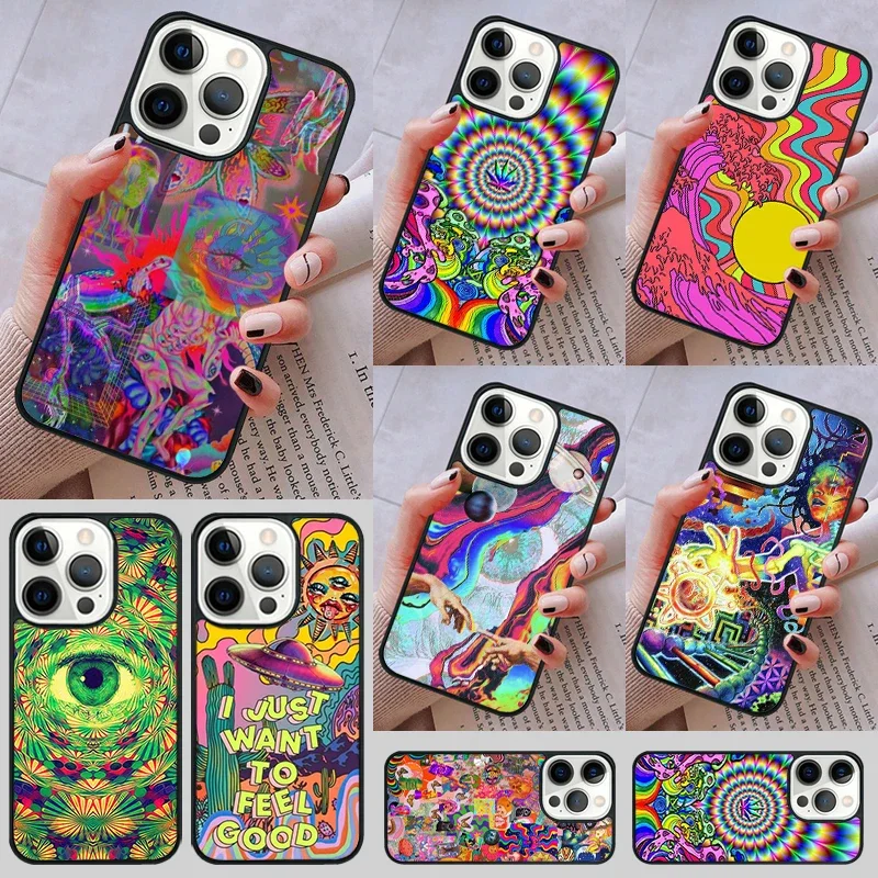 Colorido psicodélico Trippy Art Phone Case Capa, iPhone 14, 13, 15 Pro Max, Coque 12, 11 Pro Max, Apple 8 Plus, 7, 6S, XR, X, XS