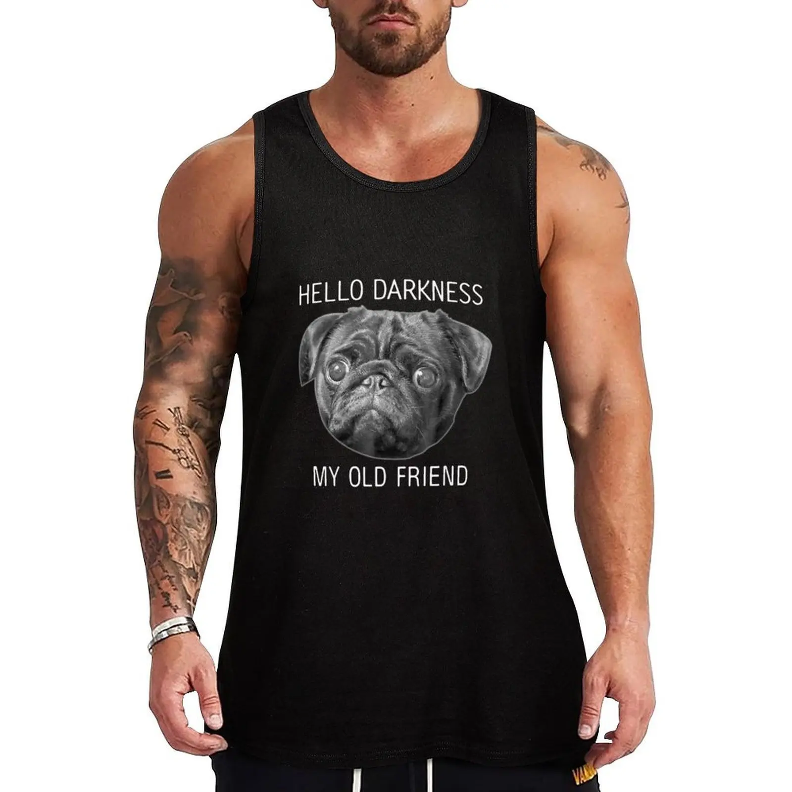 

Hello Darkness My Old Friend Funny Pug Shirt Pug Tank Top vests for men Men's singlets clothes for men summer