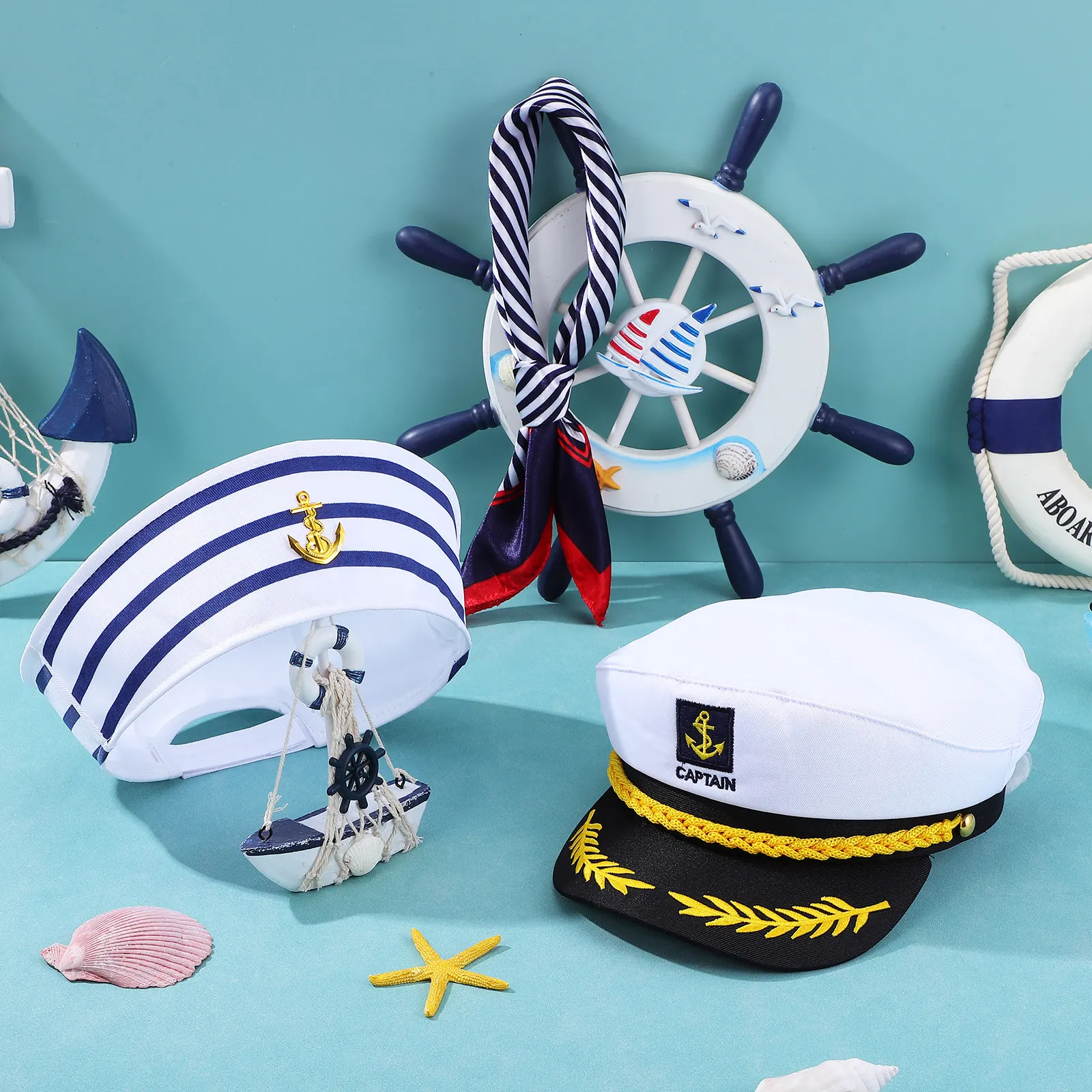 

Комплект из 1 предмета: Морская фуражка с шарфом, костюм капитана ВМФ, наряд для вечеринки в морском стиле, милые аксессуары для женщин, костюм капитана корабля