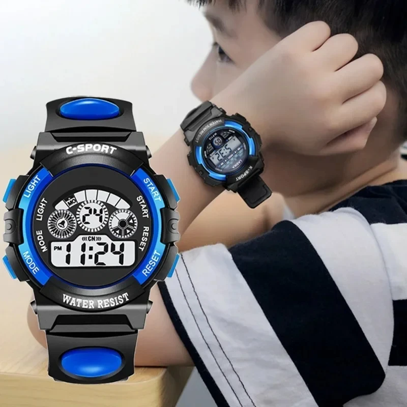 Children's Electronic Watches Color Luminous Dial Life Waterproof Multi-function Noctilucent Alarm Clocks Watch for Boys Girls