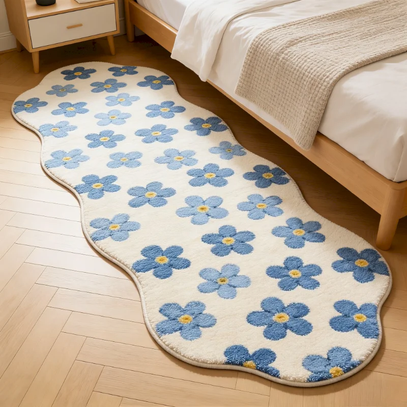 VIKAMA Candy Shaped Rabbit Carpet Cartoon Animal Print Carpet Bedroom Bedside Absorbent Anti Slip Soft Floor Mat Home Decoration