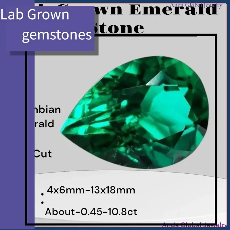 

L-Lab выращенный колумбийский изумрудный камень гидротермальный ручной резки грушевидной огранки синтетический изумрудный камень с сертификатом AG ежедневное соответствие