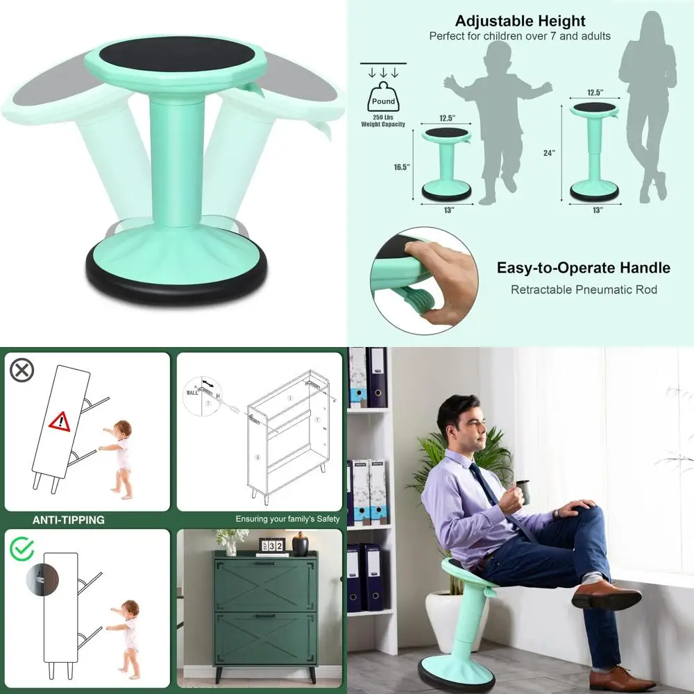 

Adjustable Height Wiggle Stool for Classroom, 24-Inch Balance Seat for Active Learning