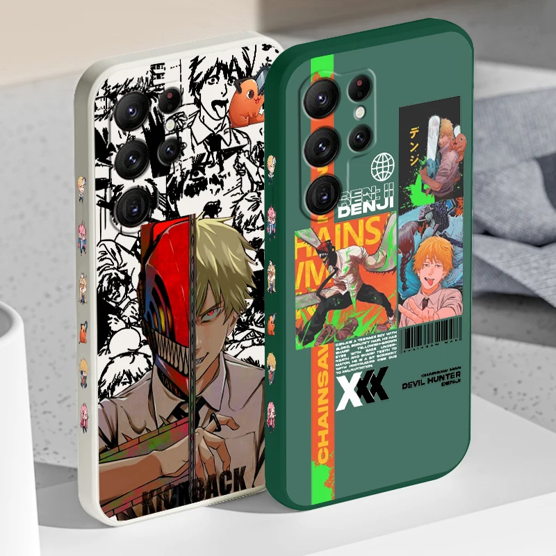 

Chainsaw Man Anime Cool Art For Samsung Galaxy S25 S24 S23 S22 S21 S20 Ultra Plus FE 5G Liquid Left Rope Phone Case